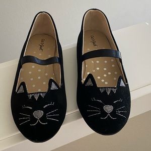 Girls Cat & Jack Cat Design Black Velvet Shoes